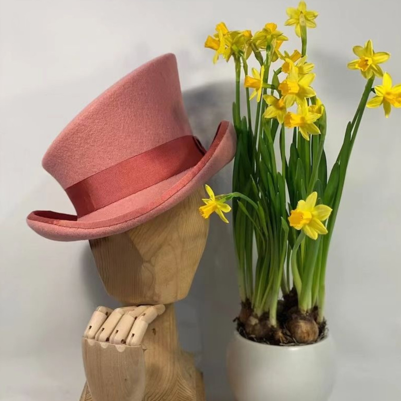 Wool Felt Top Hat Blue Ribbon  - đánh giá và giá Fedora Hat Wool